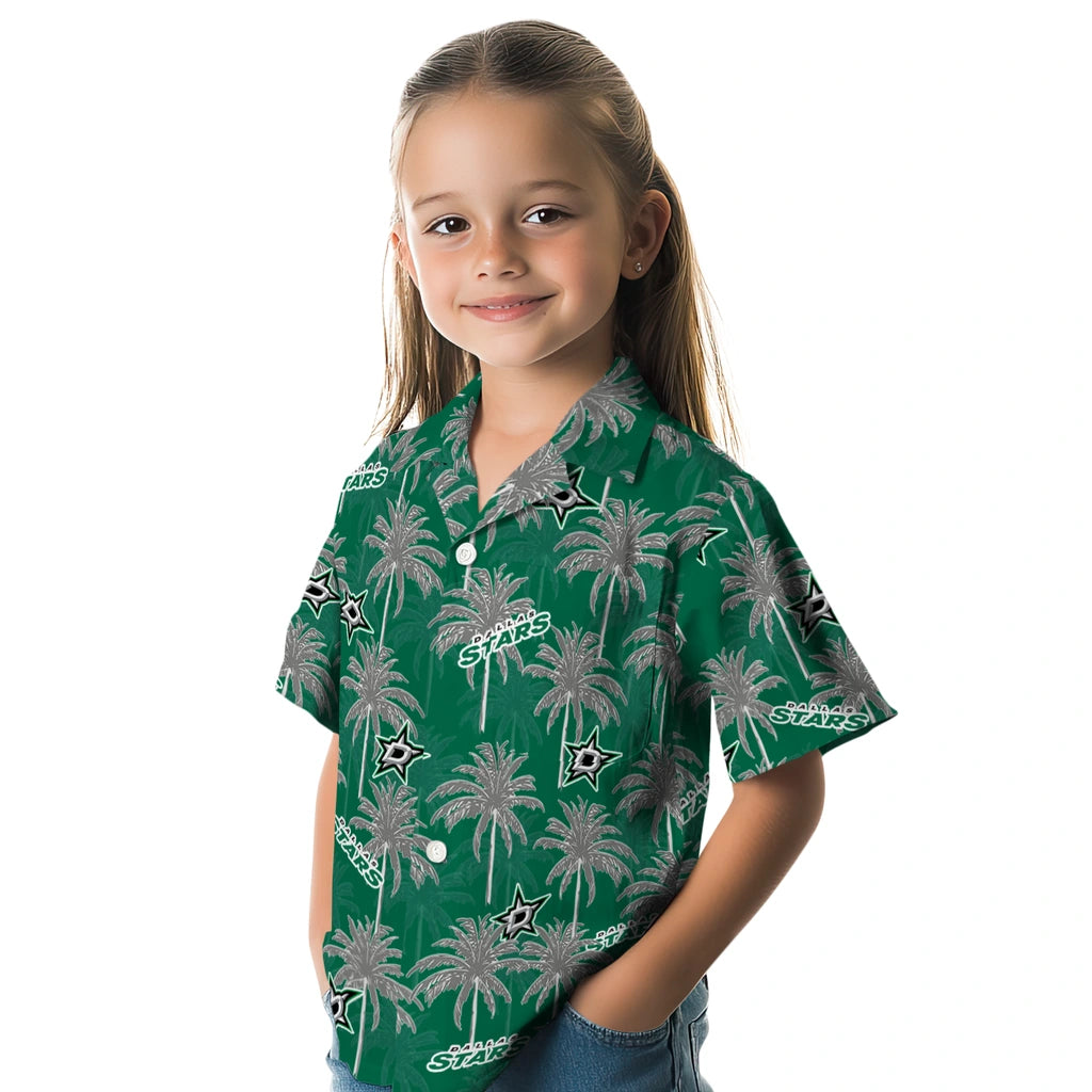 Dallas Stars Hawaiian Shirt - Palm Tree Motif | Hula Hawaiian Shirts