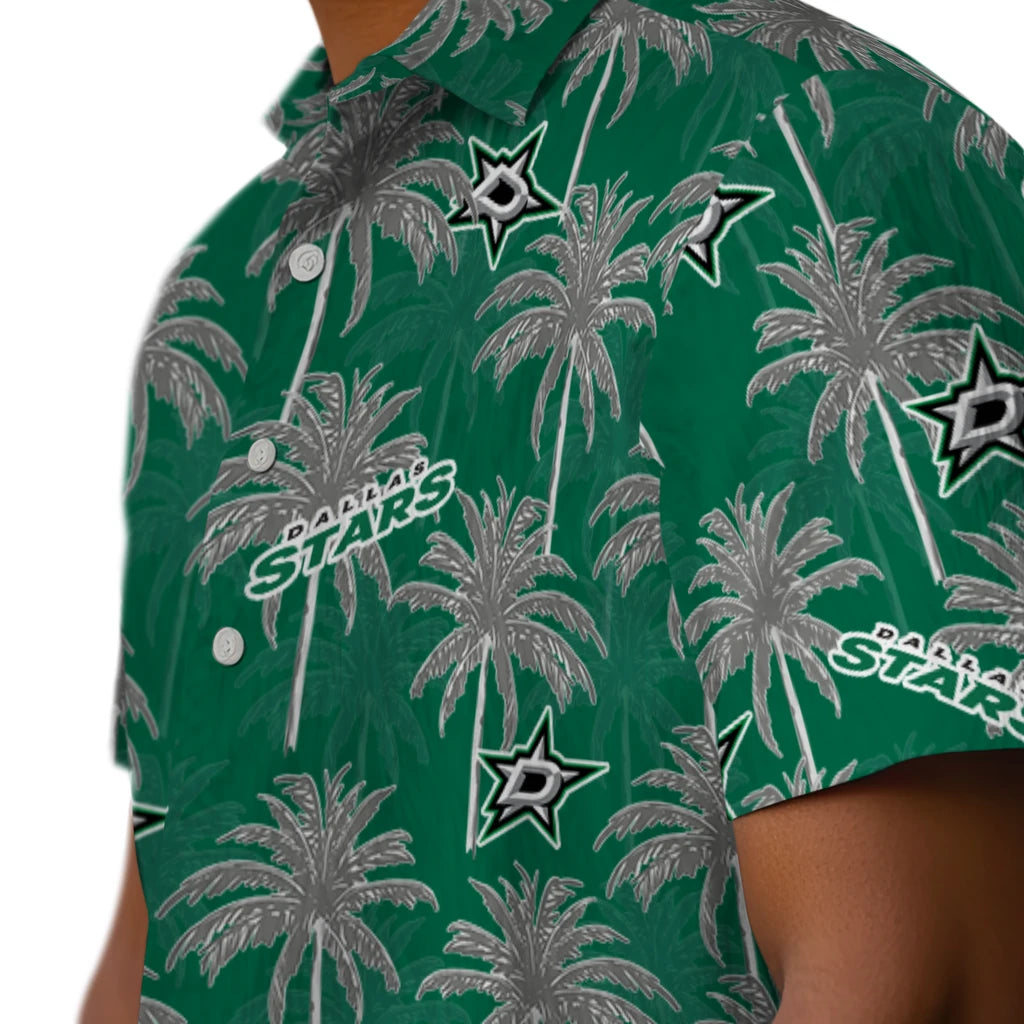 Dallas Stars Hawaiian Shirt - Palm Tree Motif | Hula Hawaiian Shirts