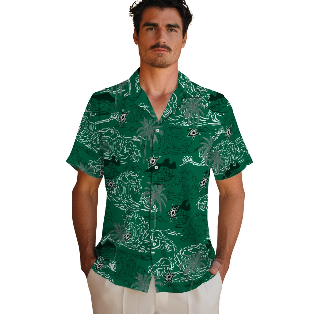 Dallas Stars Hawaiian Shirt - Wave Palm | Hula Hawaiian Shirts