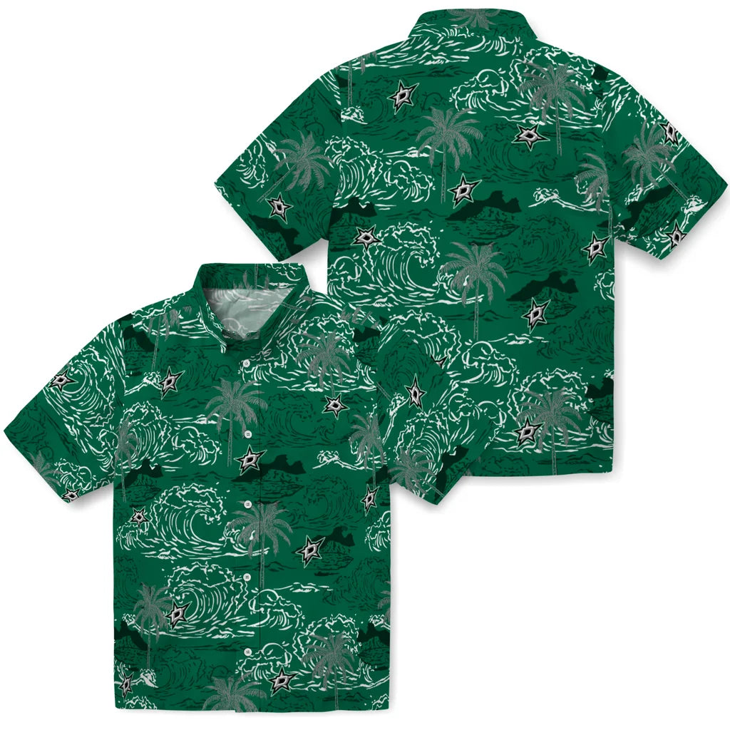 Dallas Stars Hawaiian Shirt - Wave Palm | Hula Hawaiian Shirts