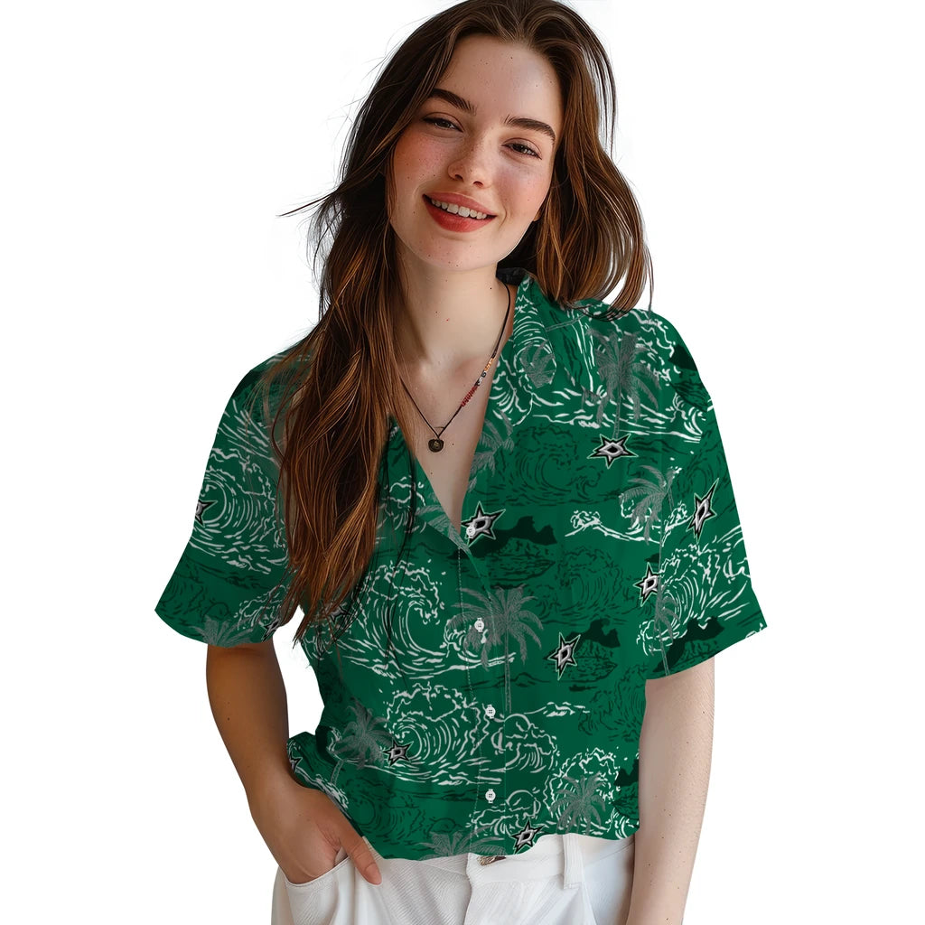 Dallas Stars Hawaiian Shirt - Wave Palm | Hula Hawaiian Shirts
