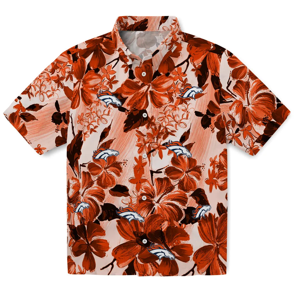 Denver Broncos Hawaiian Shirt - Hibiscus Arrangement | Hula Hawaiian Shirts