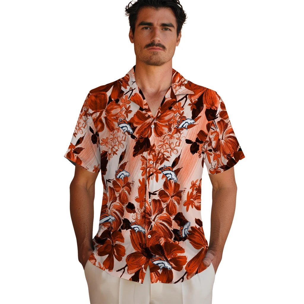 Denver Broncos Hawaiian Shirt - Hibiscus Arrangement | Hula Hawaiian Shirts