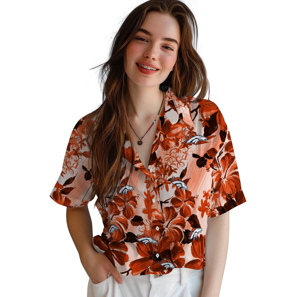 Denver Broncos Hawaiian Shirt - Hibiscus Arrangement | Hula Hawaiian Shirts