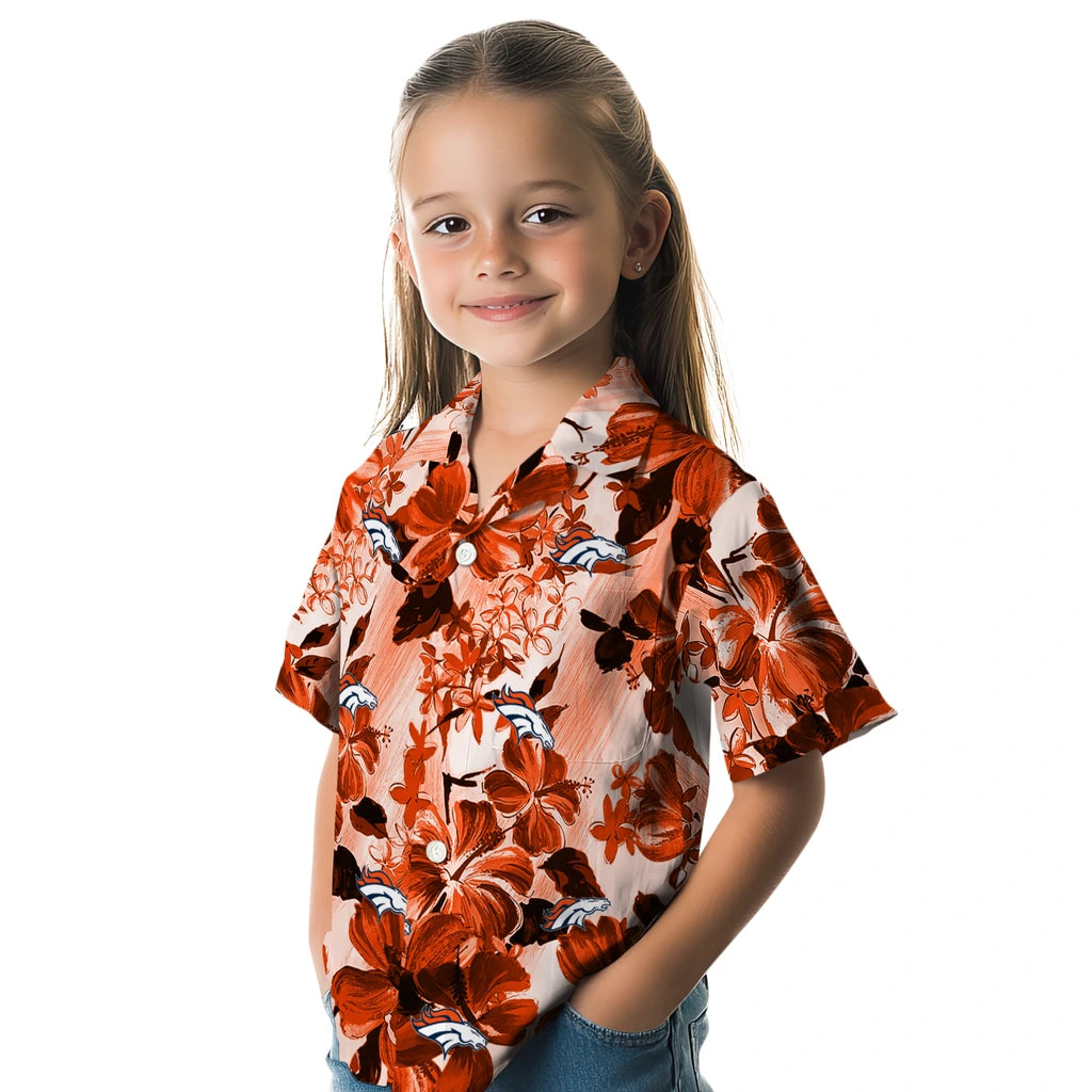 Denver Broncos Hawaiian Shirt - Hibiscus Arrangement | Hula Hawaiian Shirts