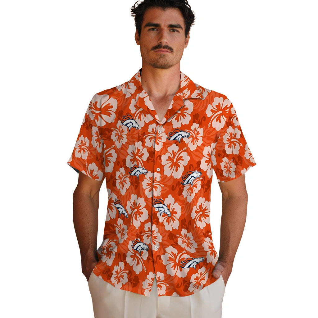 Denver Broncos Hawaiian Shirt - Hibiscus Cluster | Hula Hawaiian Shirts