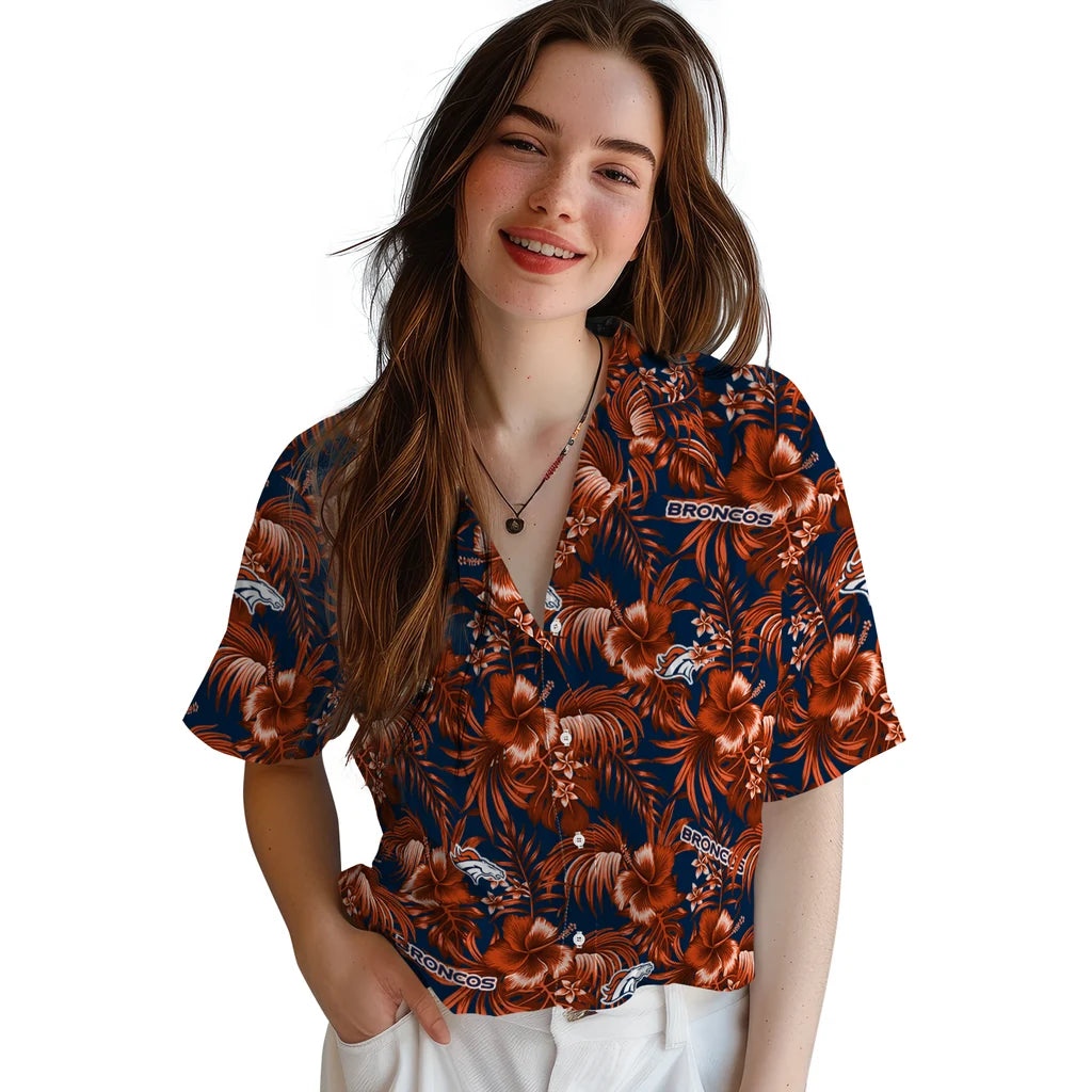 Denver Broncos Hawaiian Shirt - Hibiscus Exotic | Hula Hawaiian Shirts