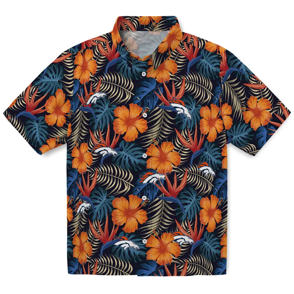 Denver Broncos Hawaiian Shirt - Hibiscus Foliage | Hula Hawaiian Shirts