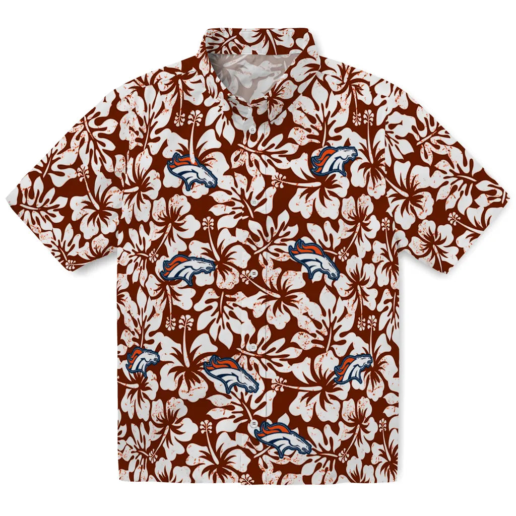 Denver Broncos Hawaiian Shirt - Hibiscus Motif | Hula Hawaiian Shirts
