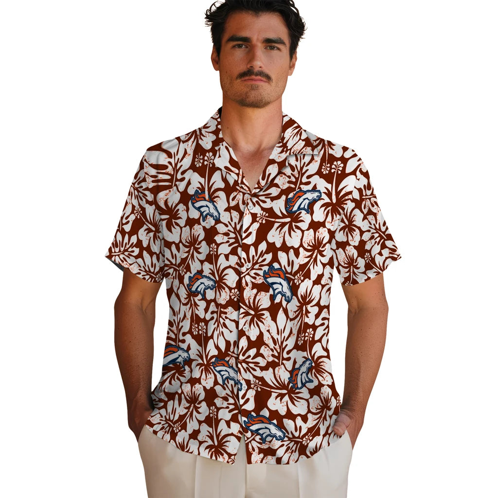 Denver Broncos Hawaiian Shirt - Hibiscus Motif | Hula Hawaiian Shirts