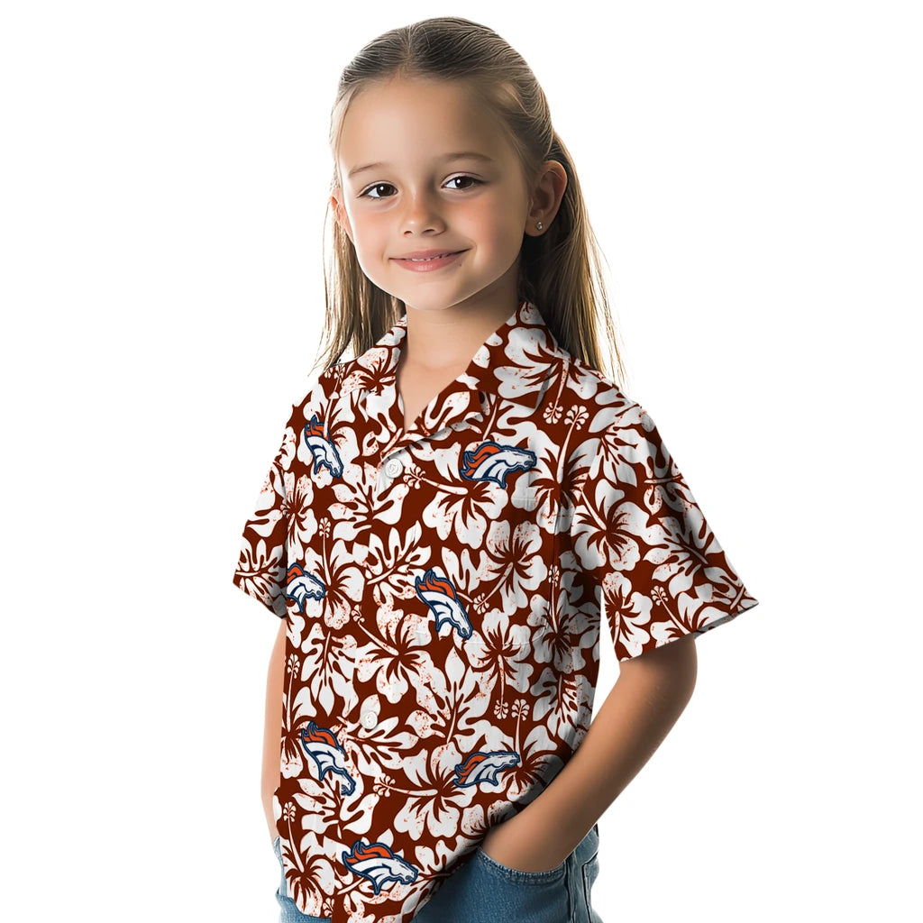 Denver Broncos Hawaiian Shirt - Hibiscus Motif | Hula Hawaiian Shirts
