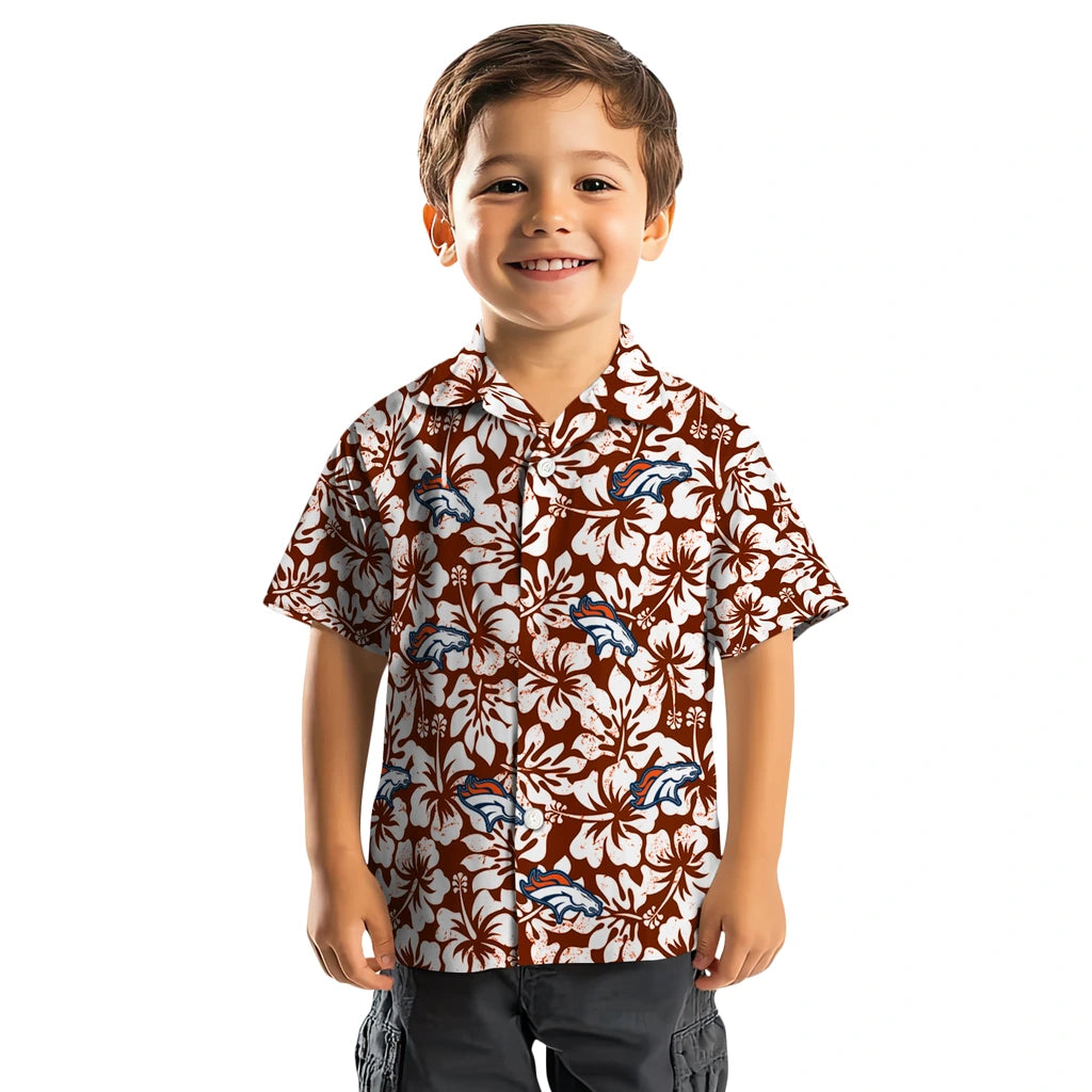 Denver Broncos Hawaiian Shirt - Hibiscus Motif | Hula Hawaiian Shirts