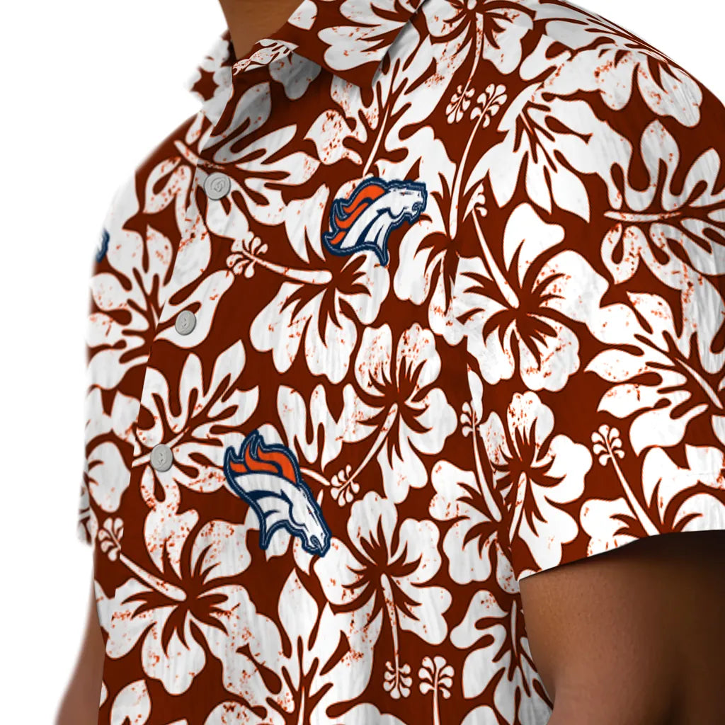 Denver Broncos Hawaiian Shirt - Hibiscus Motif | Hula Hawaiian Shirts