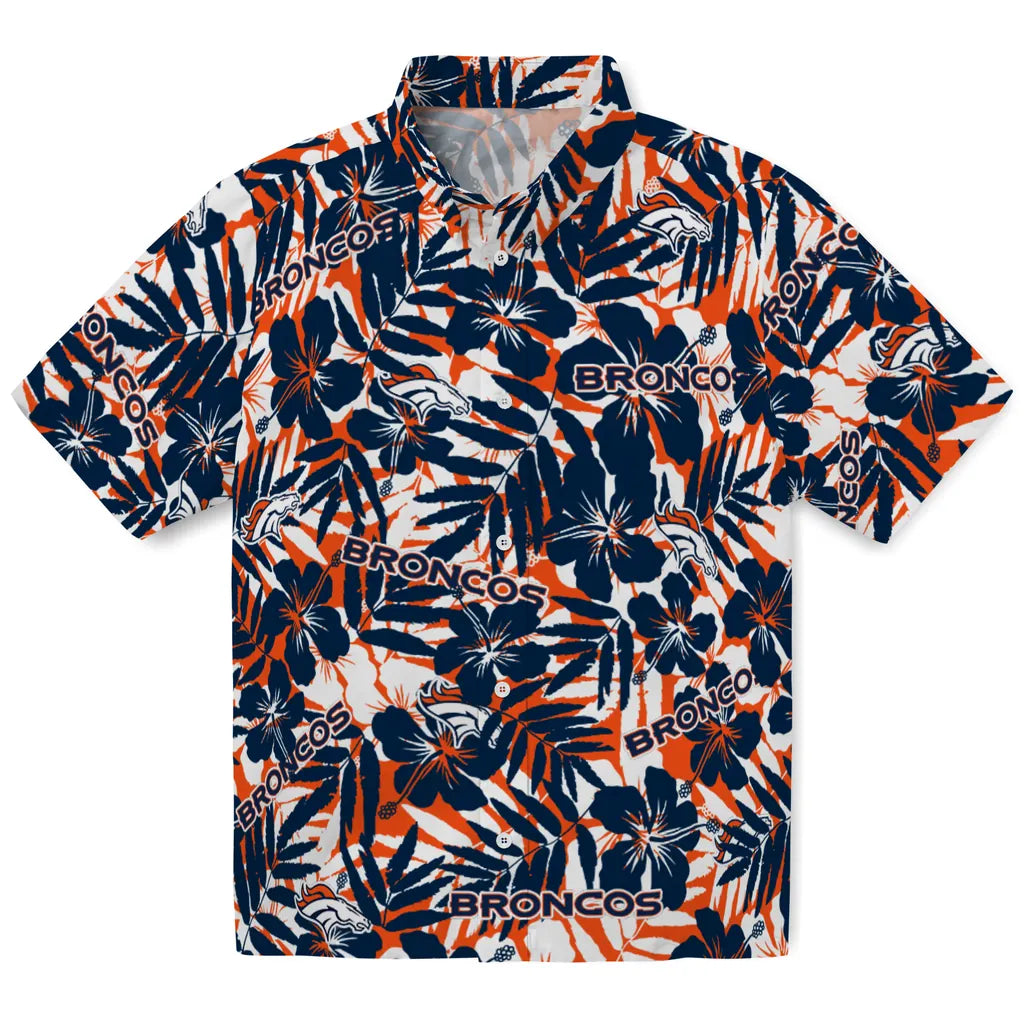 Denver Broncos Hawaiian Shirt - Hibiscus Overlay | Hula Hawaiian Shirts