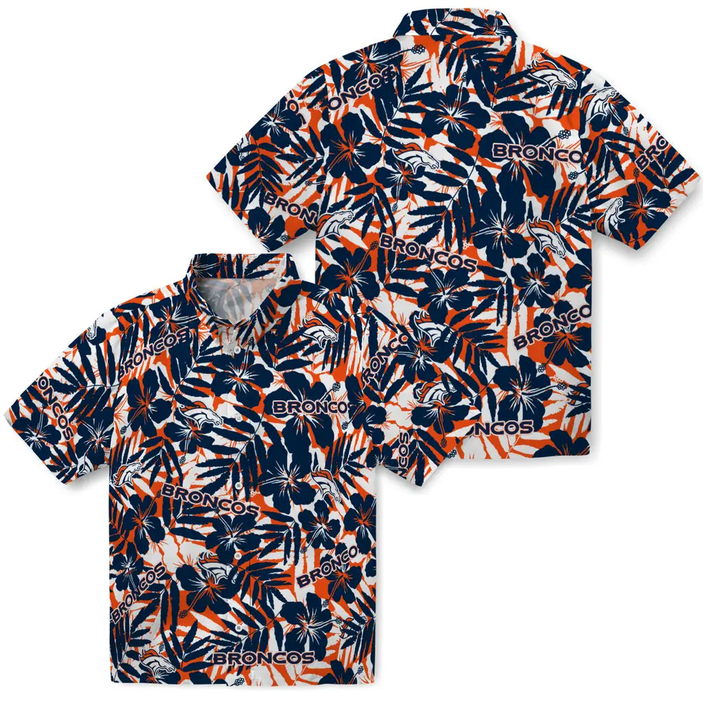 Denver Broncos Hawaiian Shirt - Hibiscus Overlay | Hula Hawaiian Shirts