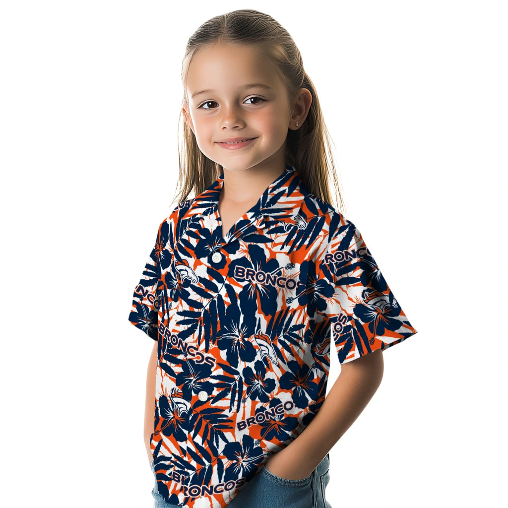Denver Broncos Hawaiian Shirt - Hibiscus Overlay | Hula Hawaiian Shirts