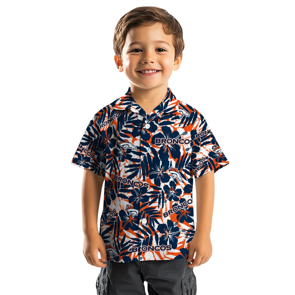Denver Broncos Hawaiian Shirt - Hibiscus Overlay | Hula Hawaiian Shirts