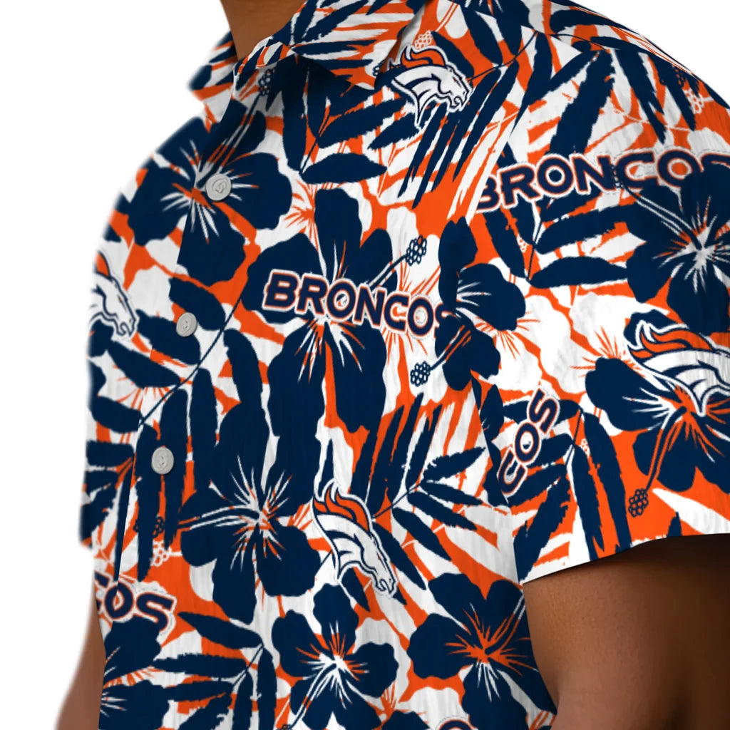 Denver Broncos Hawaiian Shirt - Hibiscus Overlay | Hula Hawaiian Shirts