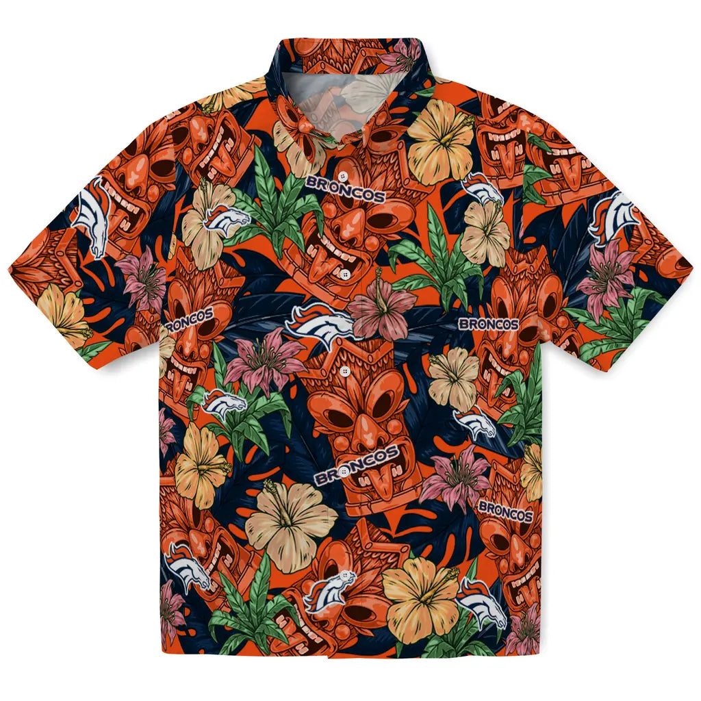 Denver Broncos Hawaiian Shirt - Hibiscus Tiki Jungle | Hula Hawaiian Shirts