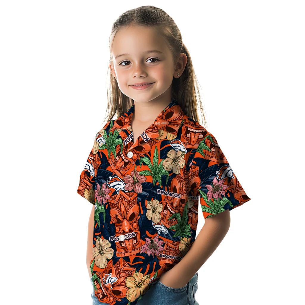 Denver Broncos Hawaiian Shirt - Hibiscus Tiki Jungle | Hula Hawaiian Shirts