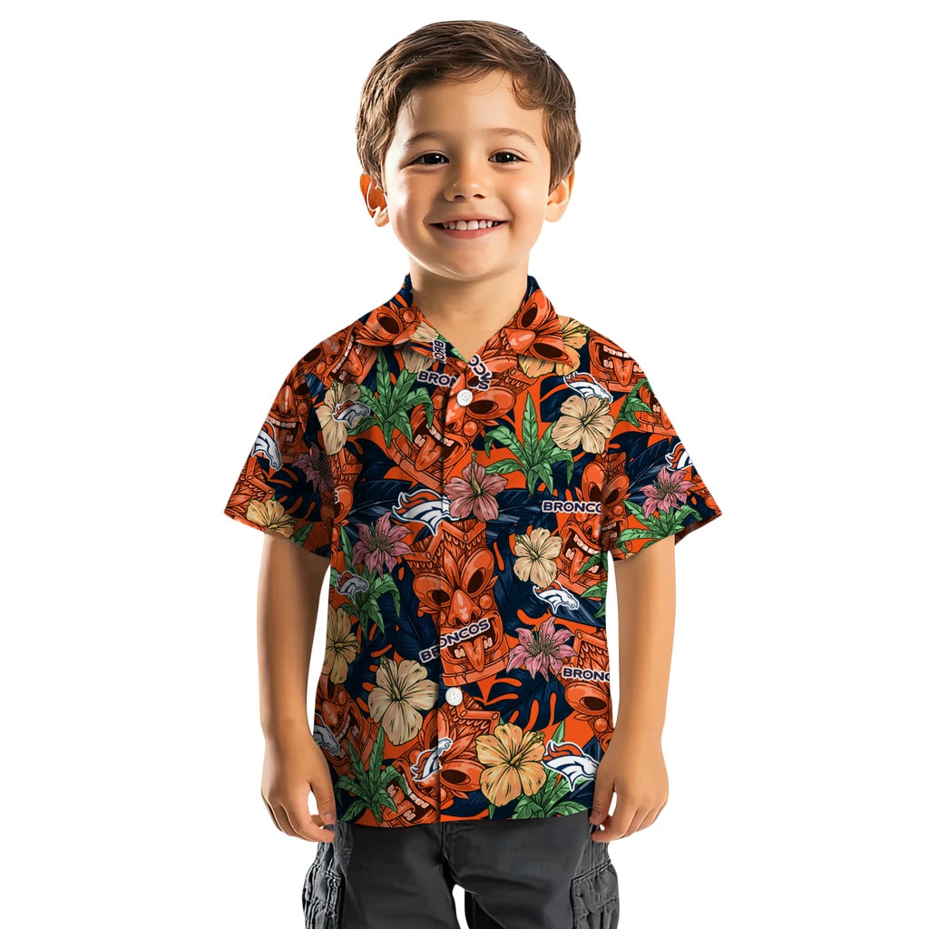 Denver Broncos Hawaiian Shirt - Hibiscus Tiki Jungle | Hula Hawaiian Shirts