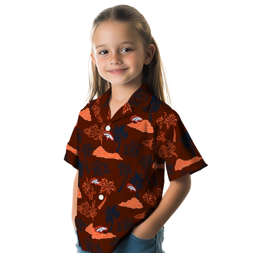 Denver Broncos Hawaiian Shirt - Palm And Clouds | Hula Hawaiian Shirts