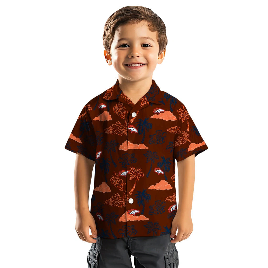 Denver Broncos Hawaiian Shirt - Palm And Clouds | Hula Hawaiian Shirts