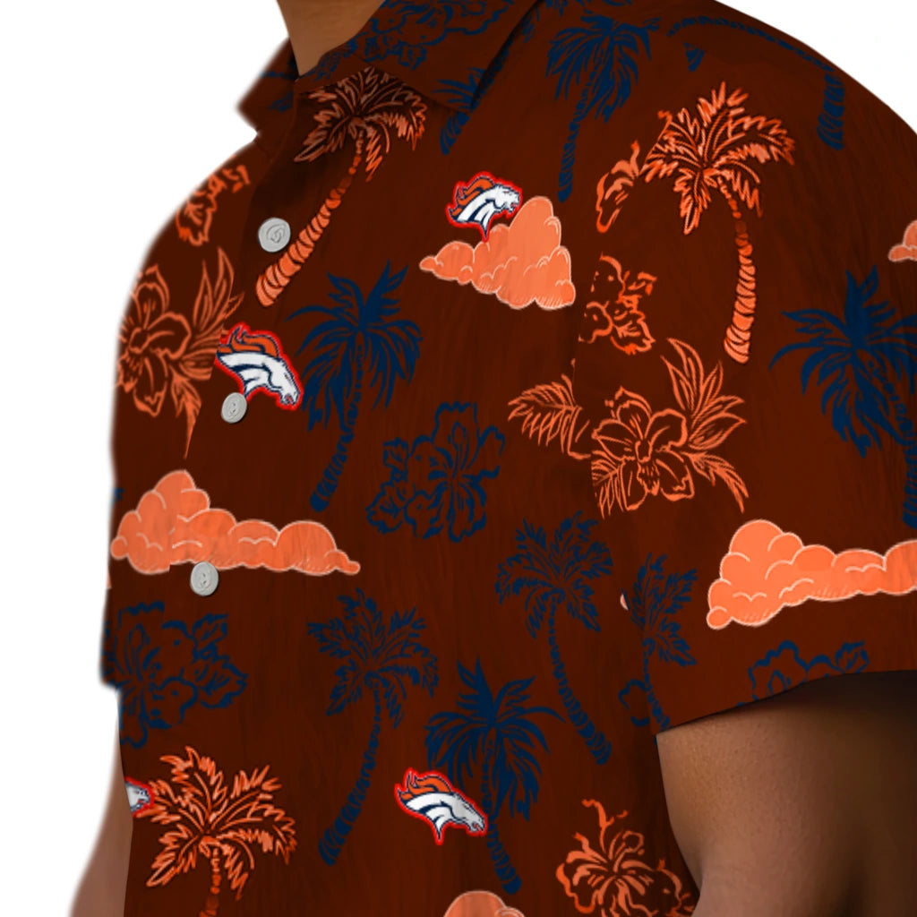 Denver Broncos Hawaiian Shirt - Palm And Clouds | Hula Hawaiian Shirts