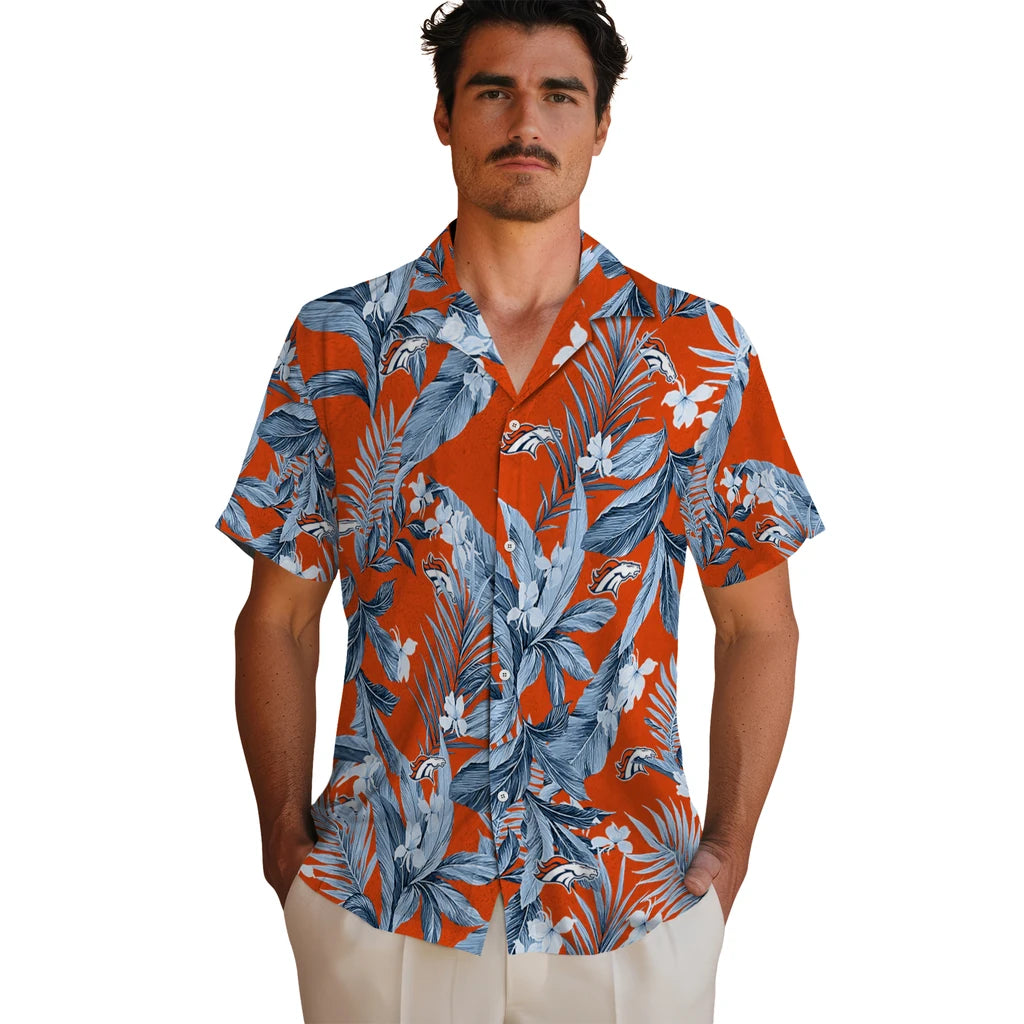Denver Broncos Hawaiian Shirt - Palm Leaves | Hula Hawaiian Shirts