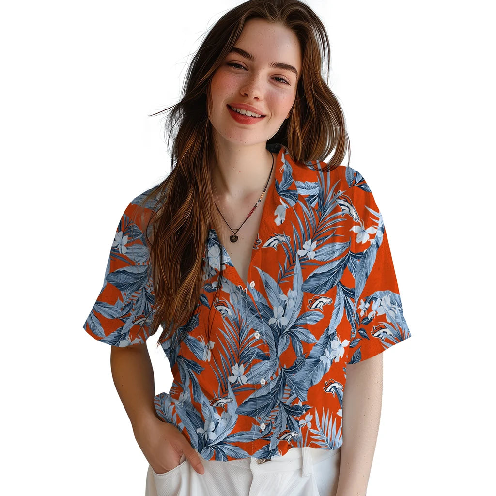 Denver Broncos Hawaiian Shirt - Palm Leaves | Hula Hawaiian Shirts