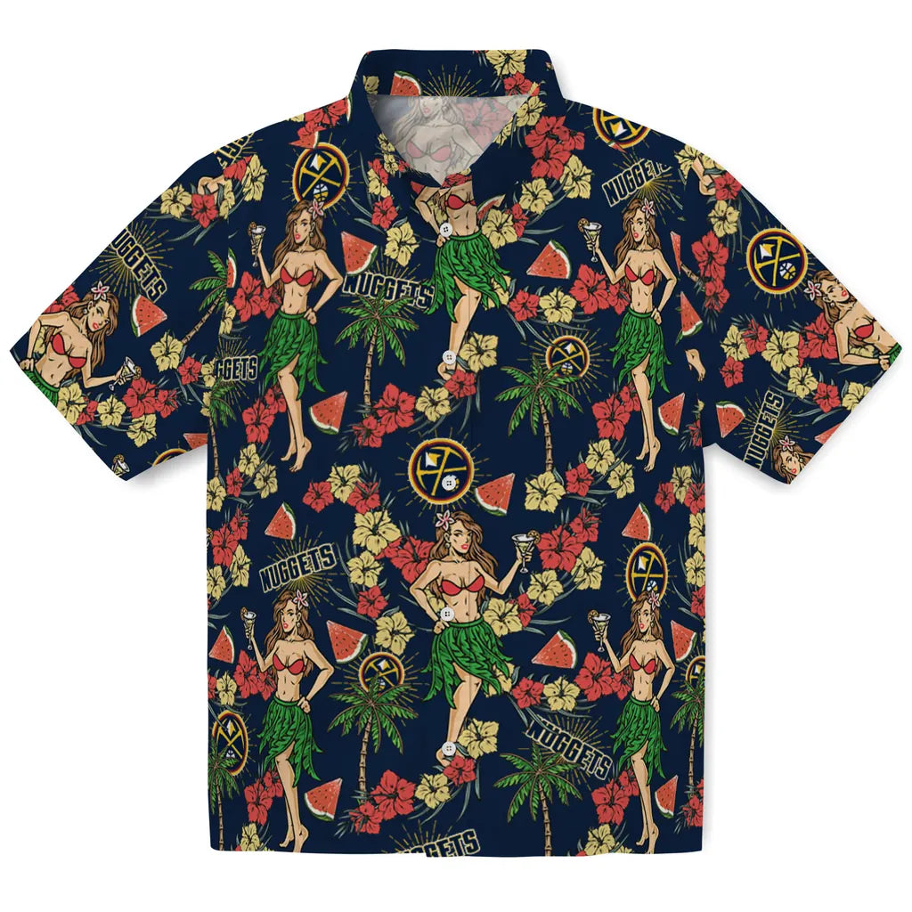 Denver Nuggets Hawaiian Shirt - Hawaiian Girls Design | Hula Hawaiian Shirts