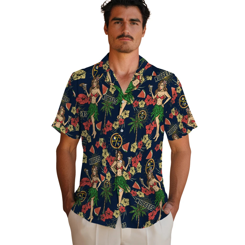 Denver Nuggets Hawaiian Shirt - Hawaiian Girls Design | Hula Hawaiian Shirts