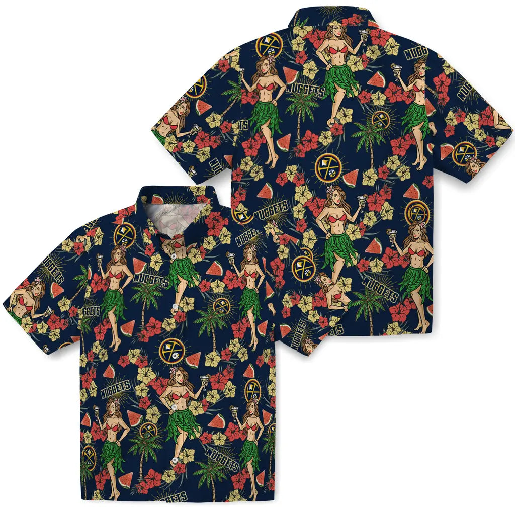 Denver Nuggets Hawaiian Shirt - Hawaiian Girls Design | Hula Hawaiian Shirts