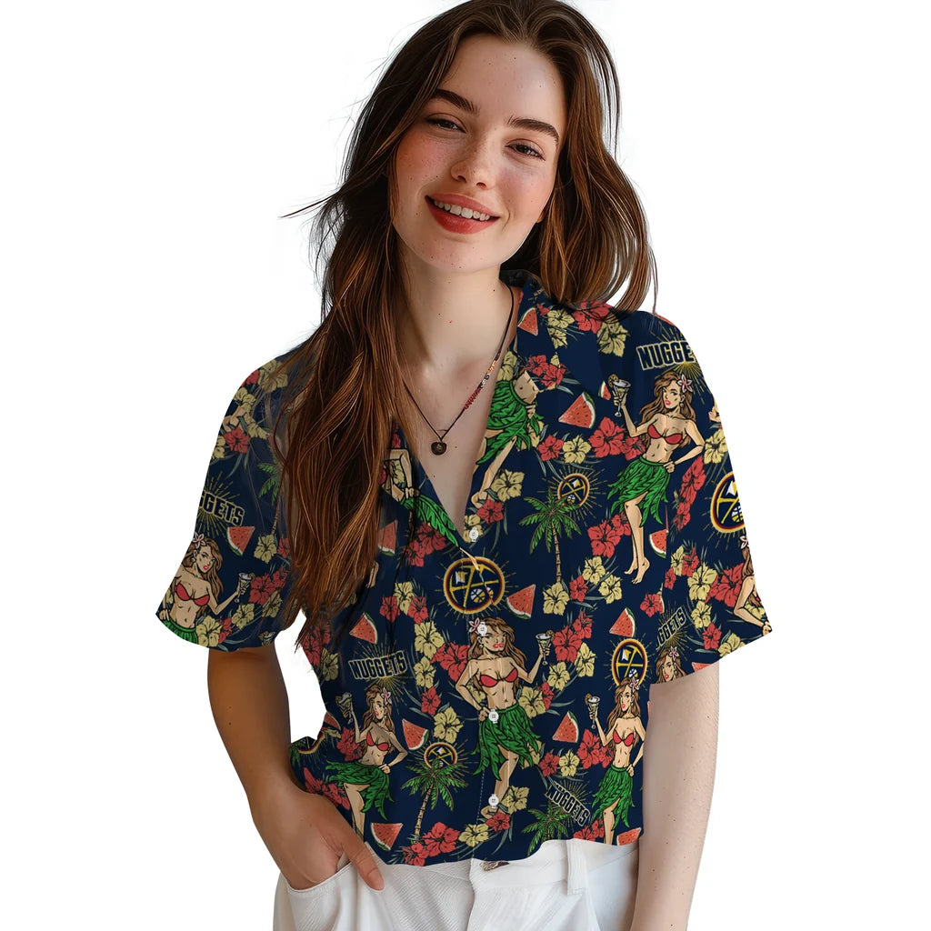 Denver Nuggets Hawaiian Shirt - Hawaiian Girls Design | Hula Hawaiian Shirts