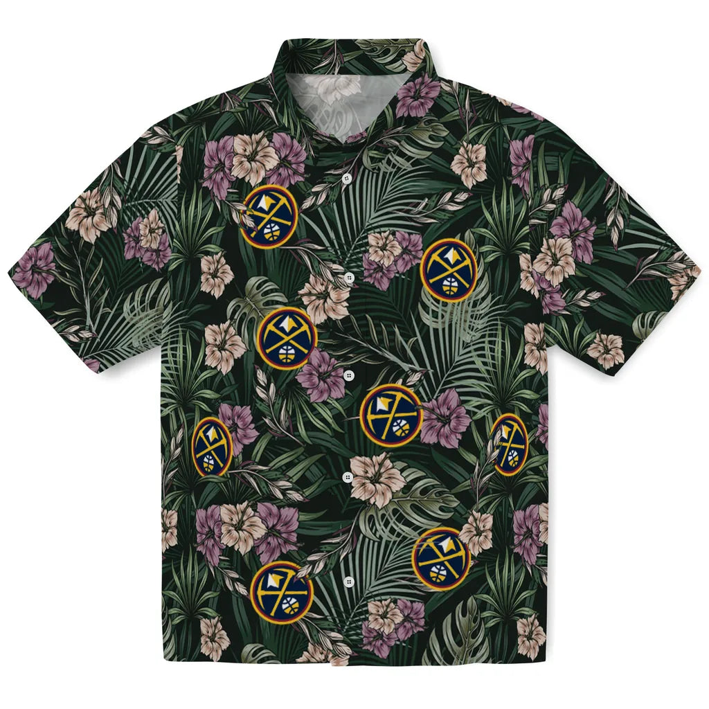 Denver Nuggets Hawaiian Shirt - Hibiscus Leaves Pattern | Hula Hawaiian Shirts