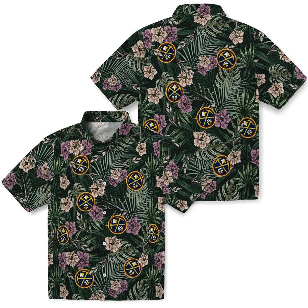 Denver Nuggets Hawaiian Shirt - Hibiscus Leaves Pattern | Hula Hawaiian Shirts