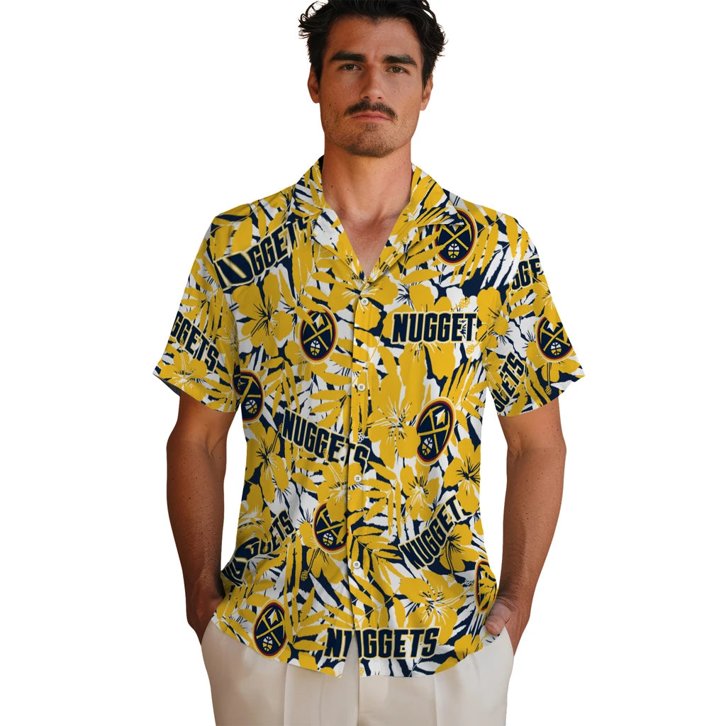 Denver Nuggets Hawaiian Shirt - Hibiscus Overlay | Hula Hawaiian Shirts