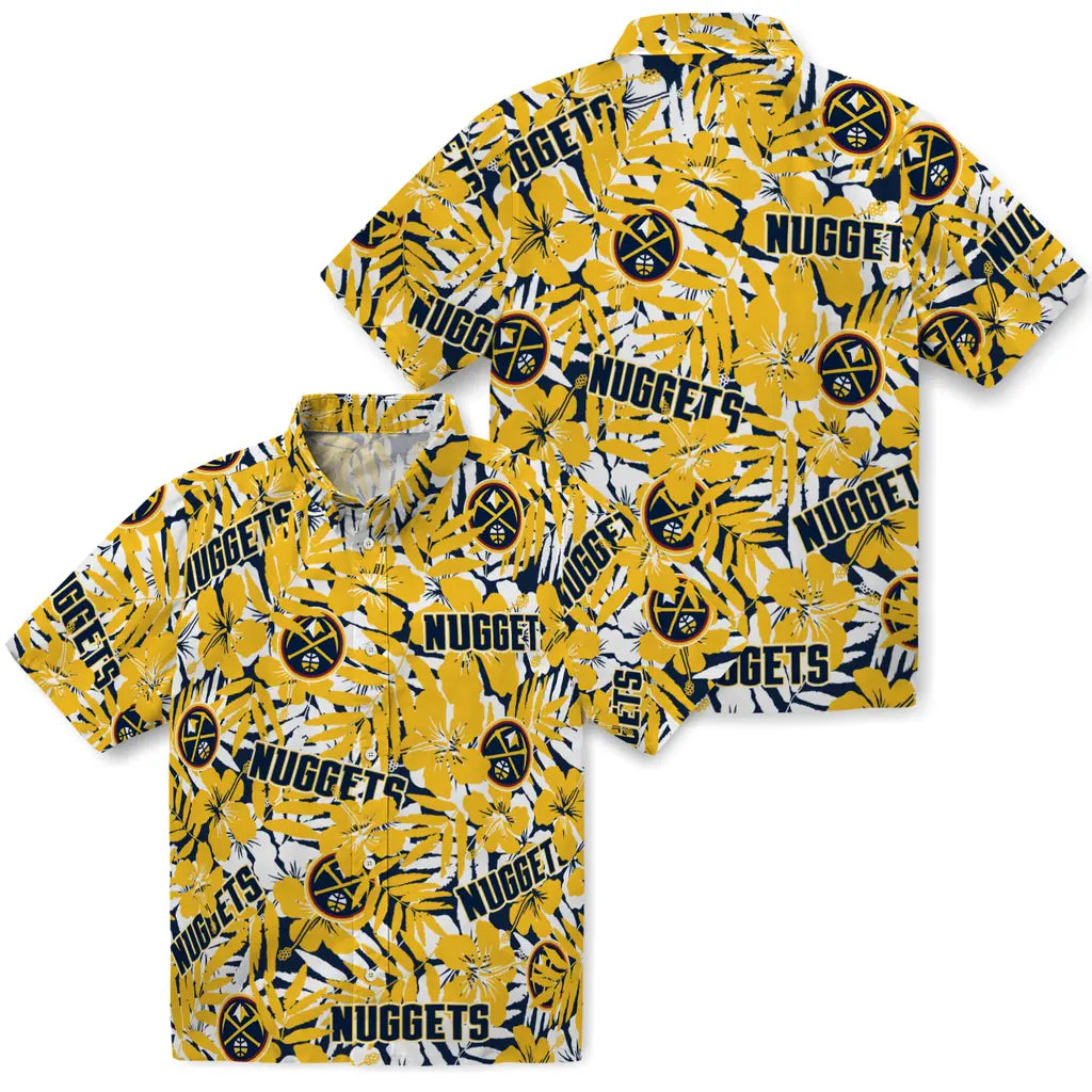 Denver Nuggets Hawaiian Shirt - Hibiscus Overlay | Hula Hawaiian Shirts