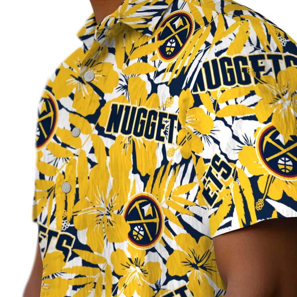 Denver Nuggets Hawaiian Shirt - Hibiscus Overlay | Hula Hawaiian Shirts