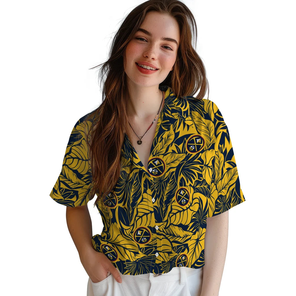 Denver Nuggets Hawaiian Shirt - Monstera Layer | Hula Hawaiian Shirts