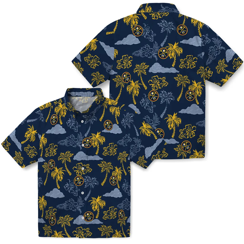 Denver Nuggets Hawaiian Shirt - Palm And Clouds | Hula Hawaiian Shirts