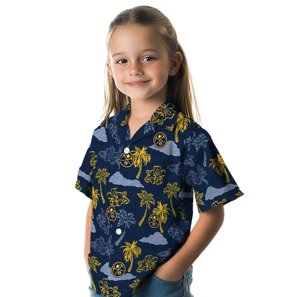 Denver Nuggets Hawaiian Shirt - Palm And Clouds | Hula Hawaiian Shirts