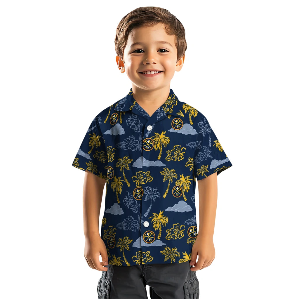 Denver Nuggets Hawaiian Shirt - Palm And Clouds | Hula Hawaiian Shirts
