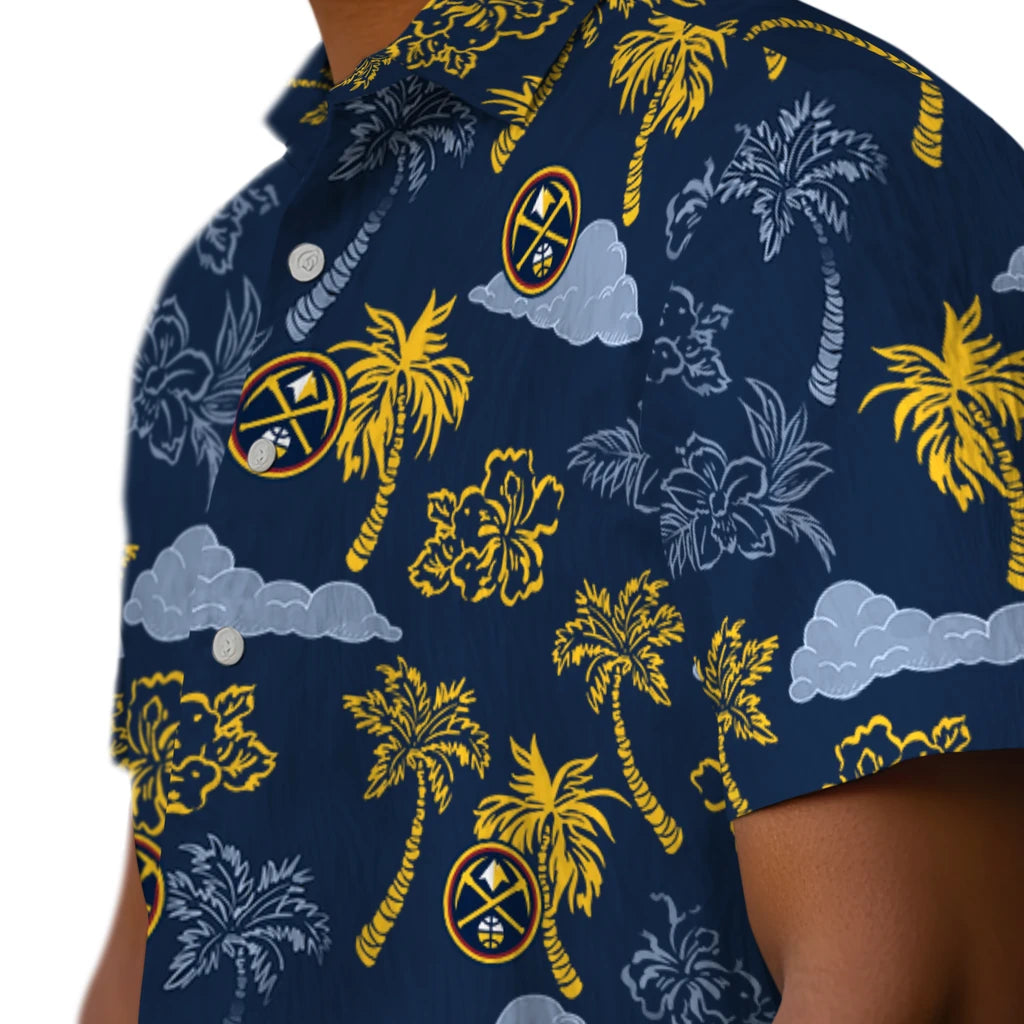 Denver Nuggets Hawaiian Shirt - Palm And Clouds | Hula Hawaiian Shirts