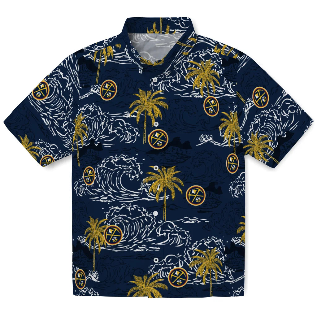Denver Nuggets Hawaiian Shirt - Wave Palm | Hula Hawaiian Shirts