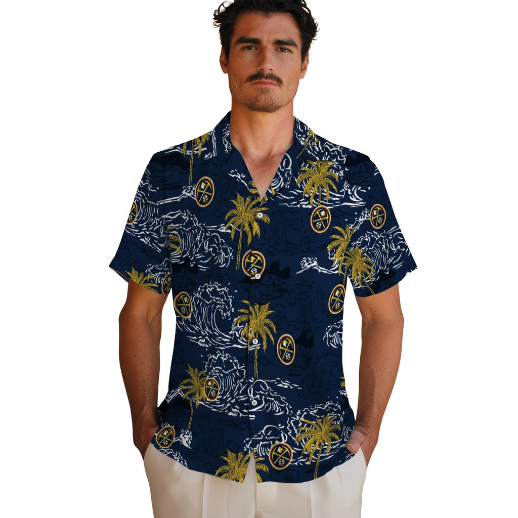 Denver Nuggets Hawaiian Shirt - Wave Palm | Hula Hawaiian Shirts