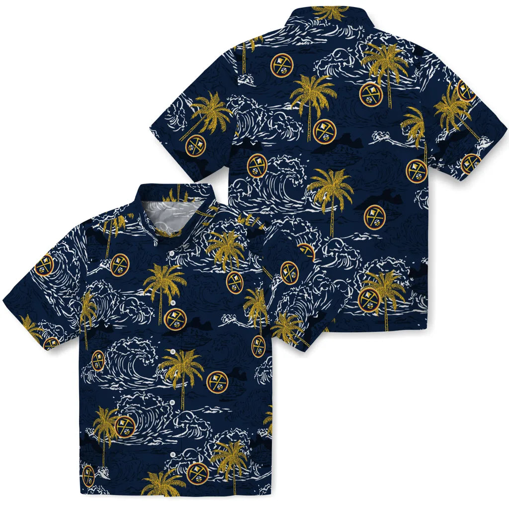 Denver Nuggets Hawaiian Shirt - Wave Palm | Hula Hawaiian Shirts