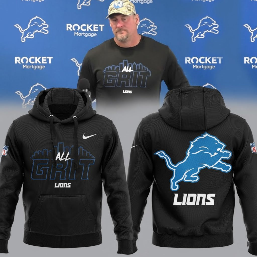 Detroit Lions “All Grit” Hoodie – Coach Dan Campbell Edition - LeagueLockerGear