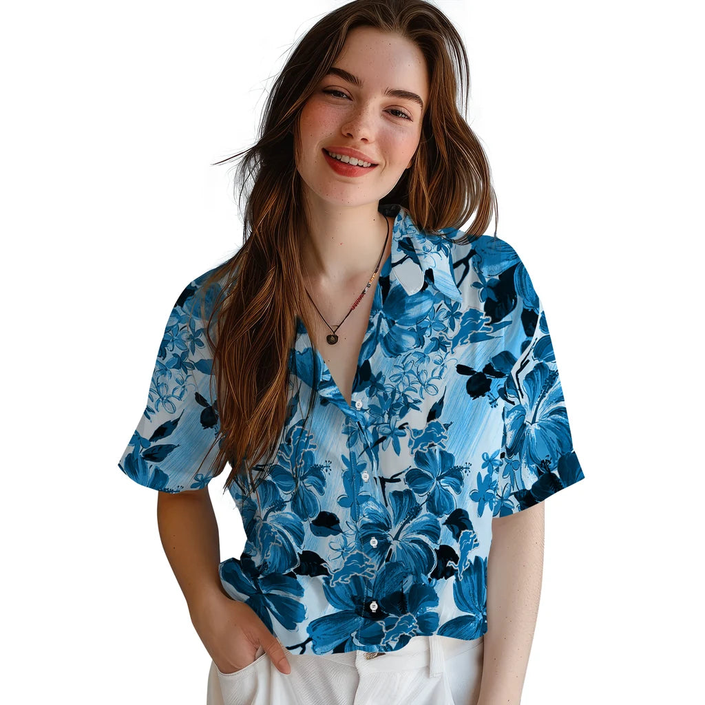 Detroit Lions Hawaiian Shirt - Hibiscus Arrangement | Hula Hawaiian Shirts