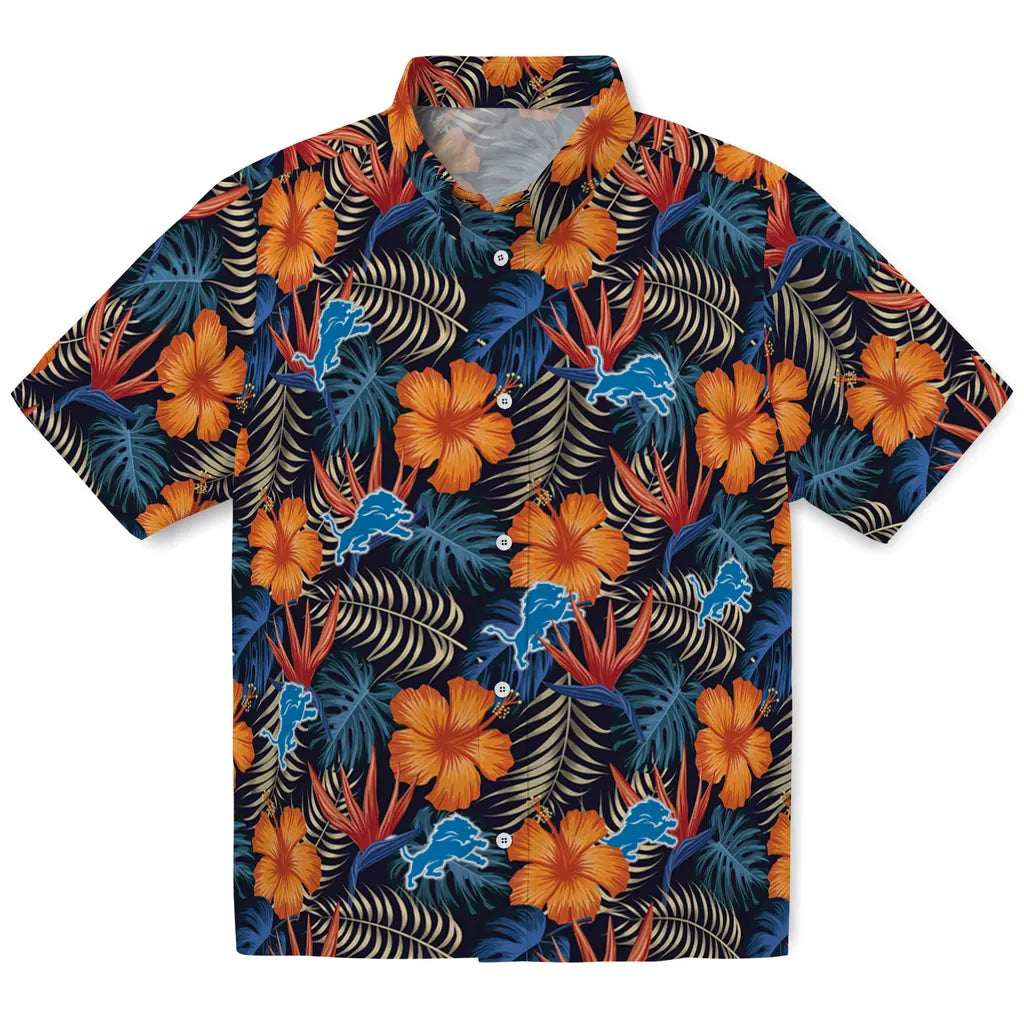 Detroit Lions Hawaiian Shirt - Hibiscus Foliage | Hula Hawaiian Shirts